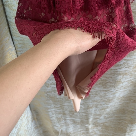 Anthropologie Maeve Burgundy Elsa Lace Peplum Cocktail Dress Size XS - Picture 9 of 15